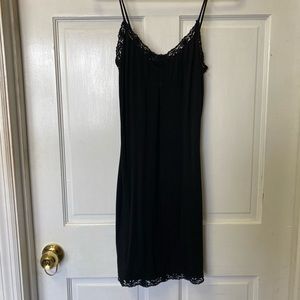 Michelle Jonas Black Lace Trim Midi Dress